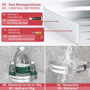 Yorbay Mensola Doccia per Angolo Bagno, Set da 3 pezzi Alluminio Aeronautico... - Ilgrandebazar