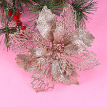 Carica l'immagine nel visualizzatore di Gallery, TOYANDONA 12pcs Glitter Stella di Natale Fiori Artificiali Albero di Natale Ornamenti Floreali Decorazioni Ciondolo Albero di Natale Corona di Natale riempimento (Champagne)
