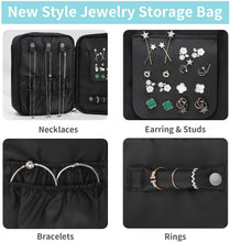 Carica l'immagine nel visualizzatore di Gallery, Porta Trucchi da Viaggio,Trousse da viaggio portatile Con contenitore per gioielli e vano spazzole Utilizzato in cosmetici pennelli per il trucco anelli orecchini collane, nero