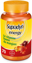 Carica l'immagine nel visualizzatore di Gallery, Supradyn Energy Integratore Multivitaminico Alimentare Completo, con Vitamine A, B, C, D, E e Coenzima Q10 contro la Stanchezza, 70 Caramelle Gommose, Gusto Ciliegia, Lampone e Arancia