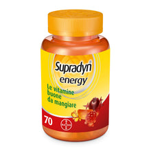 Carica l'immagine nel visualizzatore di Gallery, Supradyn Energy Integratore Multivitaminico Alimentare Completo, con Vitamine A, B, C, D, E e Coenzima Q10 contro la Stanchezza, 70 Caramelle Gommose, Gusto Ciliegia, Lampone e Arancia