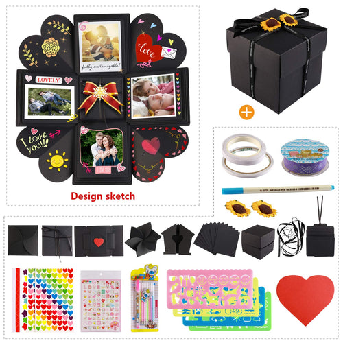 Howaf Explosion Box DIY Photo Album Scrapbook Creative Fotografico nero - Ilgrandebazar
