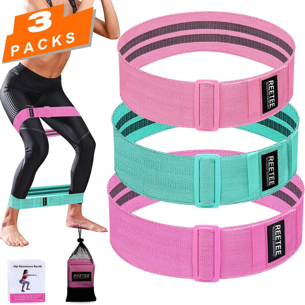 REETEE Bande Elastiche di Resistenza Antiscivolo Elastiche Fitness in Tessuto, Regolabile Banda Elastica per allenare Glutei,Gambe e Tutto Il Corpo,Fasce Elastiche durevoli e Forti per Pilates,Yoga