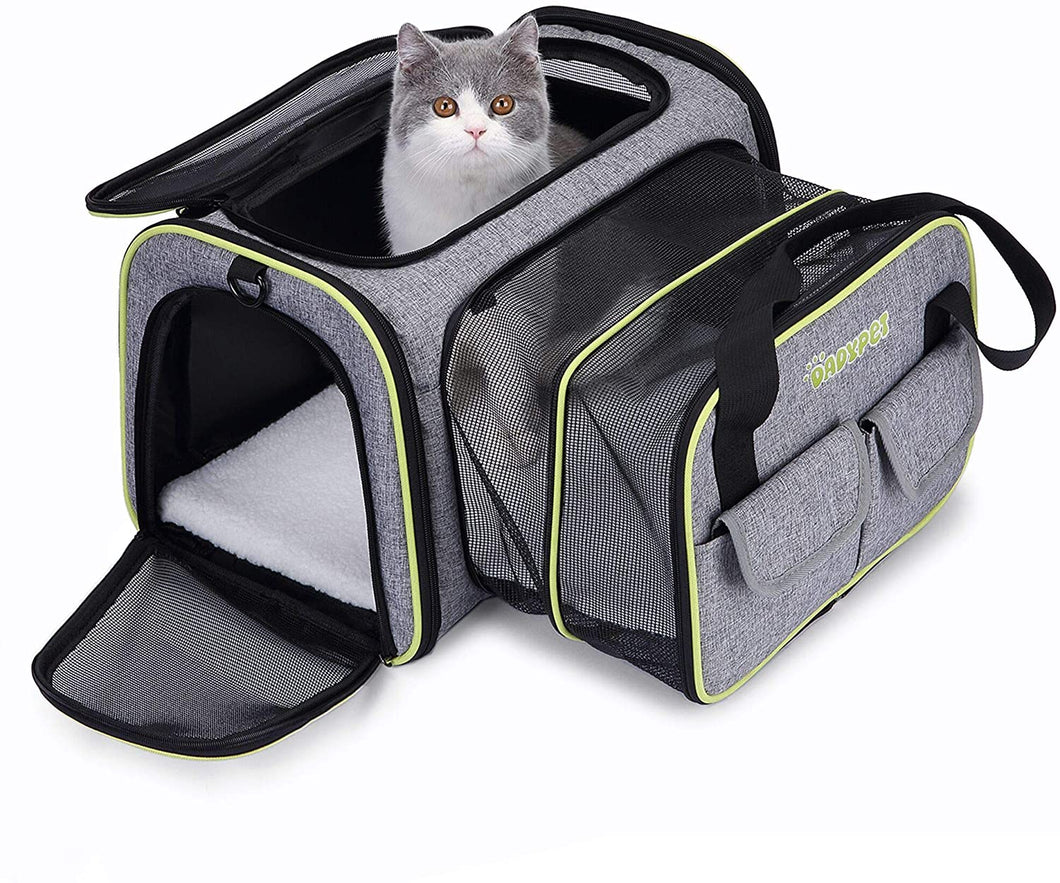 DADYPET Trasportino Morbido per Cani e Gatti, Morbidi e Pieghevoli con tappeti di Lana per Viaggi in Aereo/Auto/Treno (44,5 * 33 * 28 cm)
