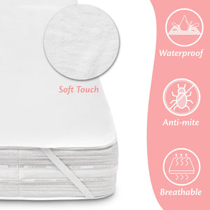 Coprimaterasso Matrimoniale Impermeabile 160x200 cm Lenzuolo in Cotone Cerata per Letto Protezione Salva Materasso Traversa Traspirante Antiacaro Anallergico Lavabile in Lavatrice con 4 Elastici