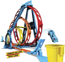 Carica l'immagine nel visualizzatore di Gallery, Hot Wheels- Track Builder, Playset Pista Triplo Loop, con Macchinina, Giocattolo per Bambini 4+ Anni, GYP65, Imballaggio Sostenibile
