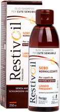 Carica l'immagine nel visualizzatore di Gallery, Restivoil Fisiologico Sebonormalizzante Olio-Shampoo per Cute Sensibile e per Capelli Normali e Grassi, Senza Agenti Schiumogeni e Aggressivi - 250 ml
