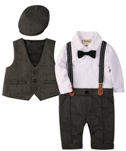 Carica l&#39;immagine nel visualizzatore di Gallery, ZOEREA 3 pezzi Neonato Bambini pagliaccetto + gilet+ cappello Battesimo...