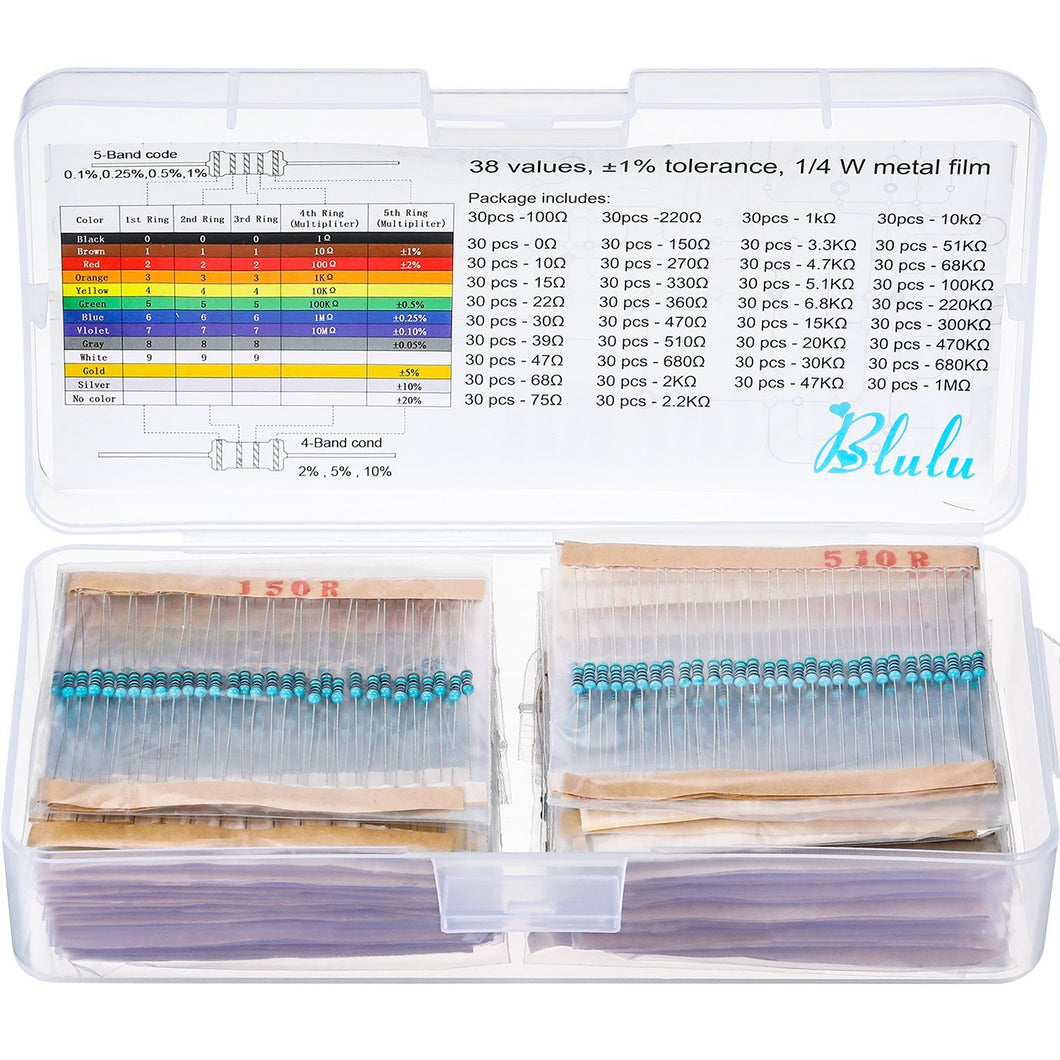 1140 Pezzi Kit di Resistori Elettronici per Film Metallici, 38 Valori 1%... - Ilgrandebazar