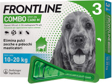 Carica l'immagine nel visualizzatore di Gallery, Frontline | Combo Spot On Cani | Protezione da pulci, zecche, uova e larve di pulci | 3 Pipette | Cane M (10 - 20 Kg)