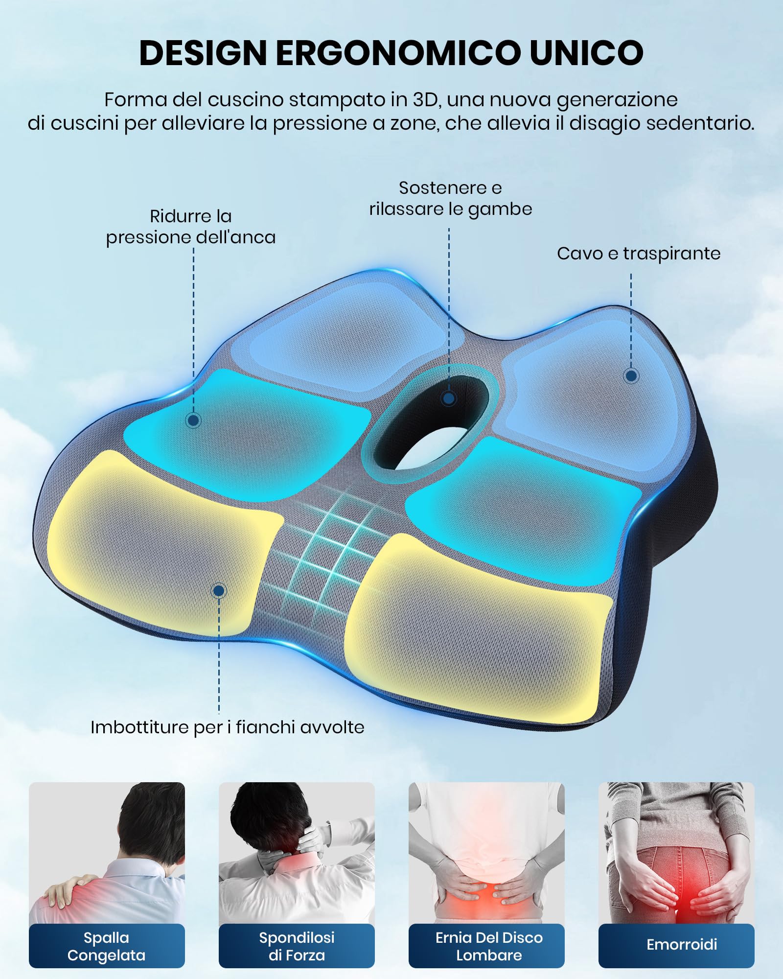 Cuscino Ergonomico Sedia Cuscino Ortopedico Lombare McKenzie