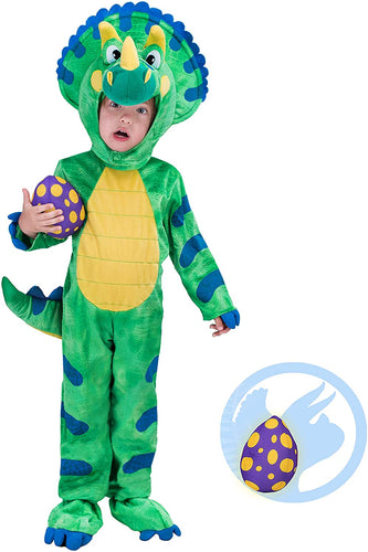 Spooktacular Creations Costume da Dinosauro per Bambini Triceratops Kids Dinosauro Vestito per Halloween Dress Up Dinosaur Party (Verde) (Green, Small)
