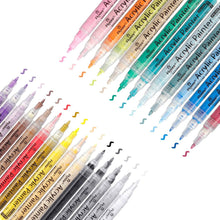 Carica l'immagine nel visualizzatore di Gallery, Pennarelli a Vernice acrilica Pennarelli Metallici，28 Colori Premio Impermeabile Pittura Arte Pennarello Set，Penna fine 0,7 mm in acrilico pittura su roccia/vetro/metallo/legno