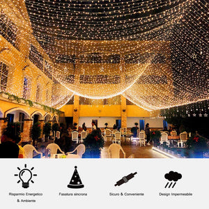 JUMKEET Catena Luminosa, 10m 100LED Luci Brillanti Filo di Rame - Impermeabile Presa Ideale per Compleanno Decorazioni Natalizie Feste di Natale Ecc Luce Bianca Calda [2 Pacchi]