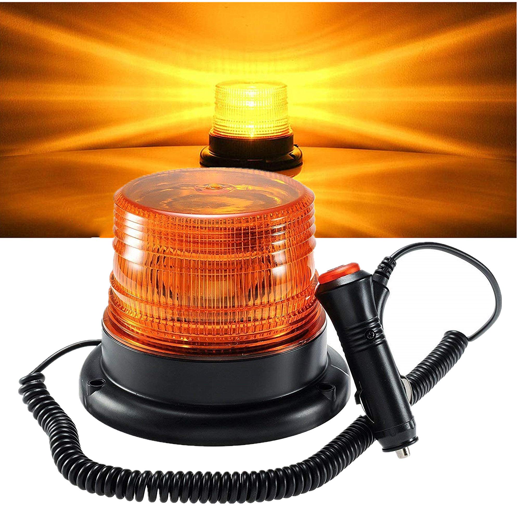 PROZOR Lampeggiante LED Arancione 40 LED 7 Modalità Luce Stroboscopica Impermeabile con 5m Cavo Alimentazione Base Magnetica Lampeggiante Auto per Camion Trattore 12/24V PROZOR Lampeggiante LED Arancione 40 LED 7 Modalità Luce Stroboscopica Impermeabile con 5m Cavo Alimentazione Base Magnetica Lampeggiante Auto per Camion Trattore 12/24V