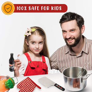 JoyKip Cucina Giochi di finzione Accessori con pentole in Acciaio Inossidabile Set di pentole e padelle - Giocattolo in Miniatura per Ragazze dai 3 Anni in su