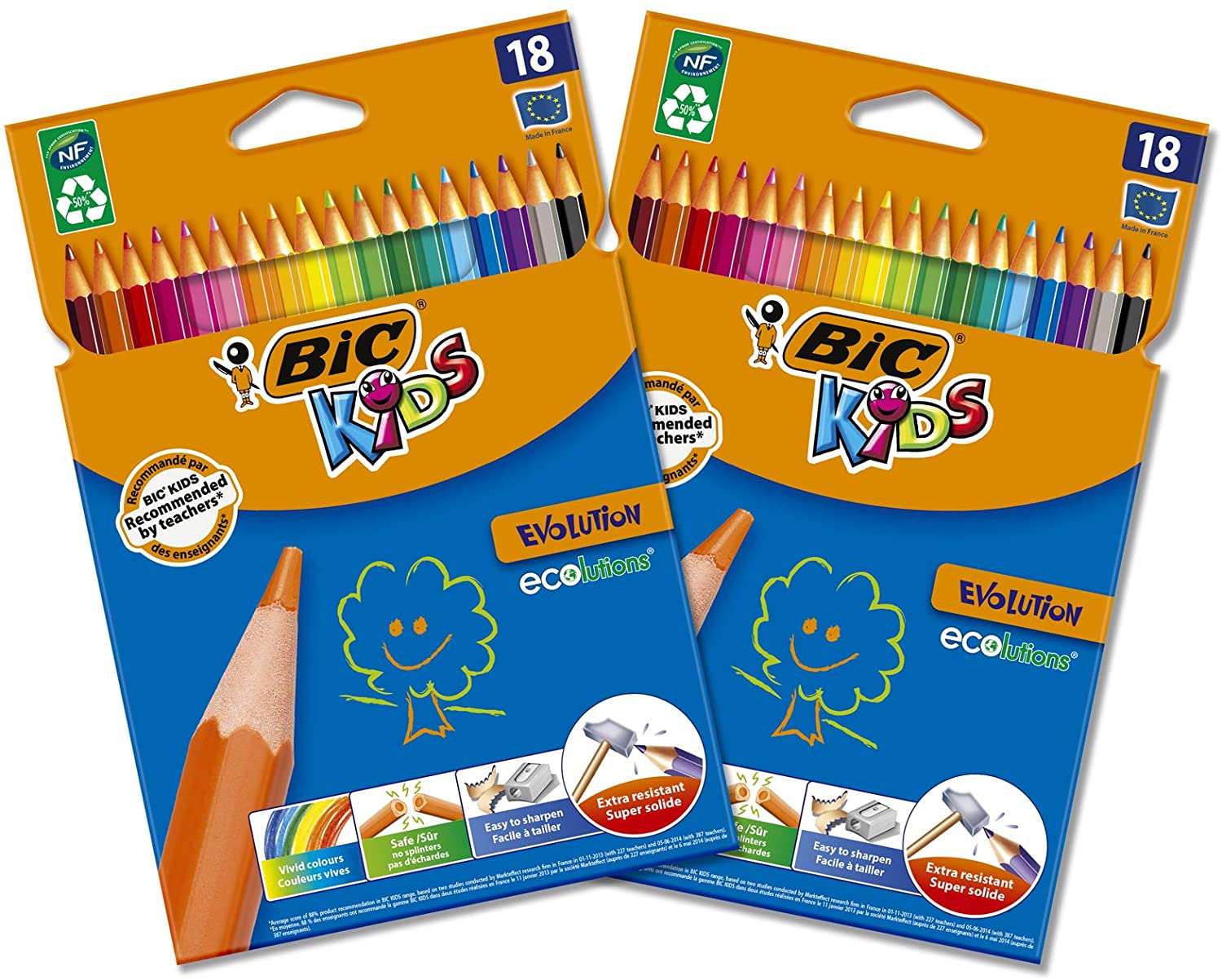 BIC Kids Evolution ECOlutions Matite per Colorare, Colori Assortiti, 2 –