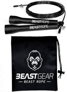 Corda per saltare della Beast Gear - Corda veloce per Crossfit, Pugilato, MMA. Peso leggero con lunghezza regolabile e meccanismo a cuscinetto a sfera resistente – Perfetta per i Double Unders