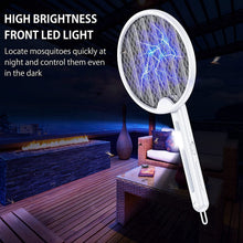 Carica l'immagine nel visualizzatore di Gallery, FLASHVIN Racchetta Zanzare Elettrica, 2 in 1 Lampada Antizanzare, Luce UV Insetti Trappola, 4000V, Pieghevole, Efficace Contro Le Mosche, Ideale per Interni ed Esterni Piccolo