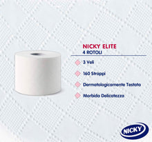 Carica l&#39;immagine nel visualizzatore di Gallery, Nicky Elite Carta Igienica, 4 Rotoli 4 UnitࠨConfezione da 1)