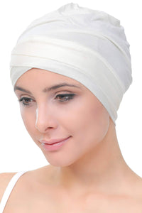 Deresina Cuffia in Cotone con Fascia Frontale Modello W per chemio (Cinnamon) - Ilgrandebazar