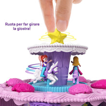 Carica l'immagine nel visualizzatore di Gallery, Polly Pocket- Playset Torta delle Sorprese a Tema Compleanno con Carosello di Unicorni e Tanti Accessori, Giocattolo per Bambini 4+Anni, GYW06