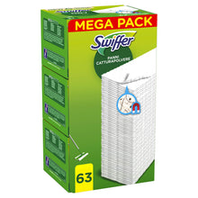 Carica l'immagine nel visualizzatore di Gallery, Swiffer Dry Panni Cattura Polvere, 63 Panni, Cattura e Intrappola Polvere e Sporco, Ottimo per I peli di Animale, per Tutti I Tipi di Pavimenti, Maxi Formato