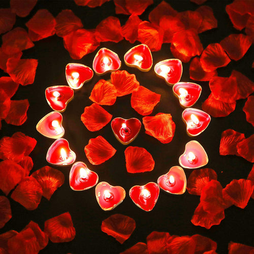 Bdecoll Romantico di San Valentino,1000 Petali Rosa | 50 Candele Rosse a B - Ilgrandebazar