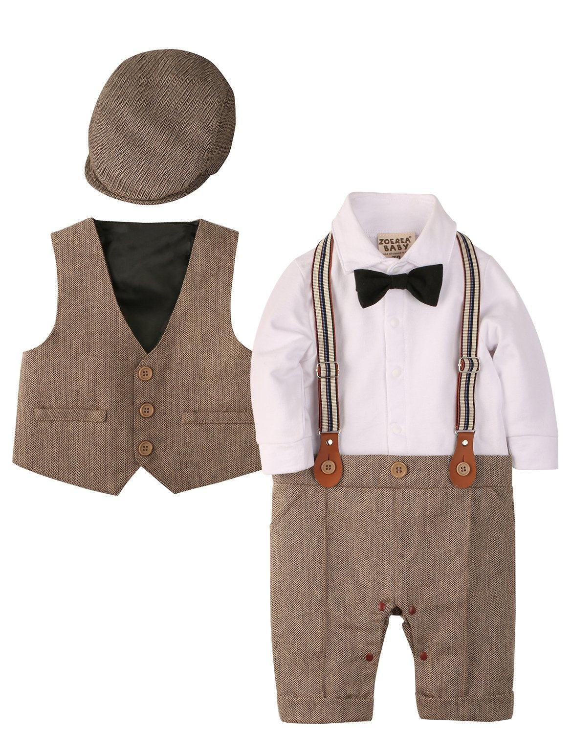 ZOEREA 3 pezzi Neonato Bambini pagliaccetto gilet cappello