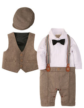 Carica l&#39;immagine nel visualizzatore di Gallery, ZOEREA 3 pezzi Neonato Bambini pagliaccetto + gilet+ cappello Battesimo...