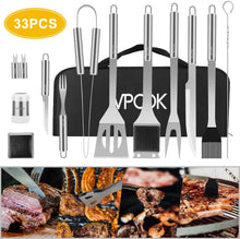 Carica l'immagine nel visualizzatore di Gallery, VPCOK 33 in 1 Attrezzi Barbecues Utensili Barbecue Kit Barbecue Barbecue Posate Set di Griglia per BBQ Griglia Barbecue Accessori Barbecue in Acciaio Inox Perfetto per Campeggio/Regalo