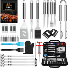 Carica l'immagine nel visualizzatore di Gallery, AISITIN Set Barbecue 35 Pezzi Accessori Barbecue Kit BBQ Acciaio Inossidabile