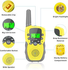 Fairwin Walkie Talkie, 8 Canali 3 Miglia di Raggio Walkie Talkie Bambini Giocattolo Regali per 3-12 Anni Ragazze o Ragazzi, Avventure all'Aria Aperta Escursionismo in Campeggio con Torcia