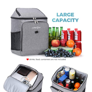 Lifewit 26 Litri Borsa Termica Zaino Termico Porta Pranzo Frigo Grigio - Ilgrandebazar