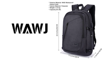 Carica l&#39;immagine nel visualizzatore di Gallery, WAWJ Unisex Multiuso Antifurto Zaino con Porta USB, per PC Nero