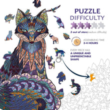 Carica l'immagine nel visualizzatore di Gallery, AthlChamp Puzzle in legno, ottimo regalo e giocattolo per adulti e bambini, pezzi di puzzle di forma irregolare e unica, 16 x 23,5 cm, 103 pezzi, volpe, piccolo Small Volpe