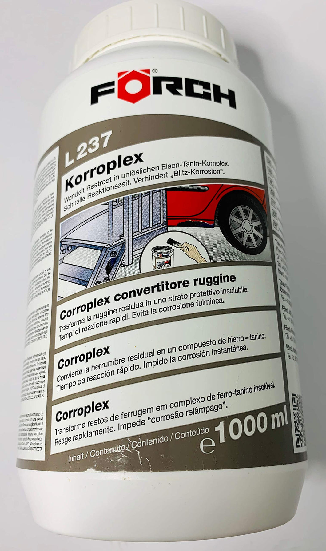Förch, L237, Convertitore di ruggine, confezione da 1000 ml, milichig weiss - Ilgrandebazar