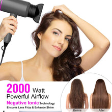 Carica l'immagine nel visualizzatore di Gallery, Fezax Asciugacapelli Ionico Professionale 2000W per Asciugatura Rapida, Potente Phon per Capelli con 2 Velocità e 3 Impostazione della Temperatura, Pulsante Caldo/Freddo