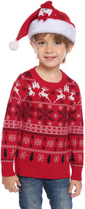 Aibrou Unisex Maglione a Maniera Lunga per Natale, Maglia con Modello di Renna Neve, Maglioni Famiglia Coordinati per papà Mamma Bambini