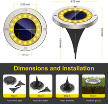 Carica l'immagine nel visualizzatore di Gallery, Luce Solare da Giardino, VIRIDI 4pcs 16 Led Faretti Solari Luci da Giardino Esterno Faretto Incasso Calda Solare Terra Lampade da Sicurezza 600mah Batteria per Scala Paesaggio Strade aiuola Vialetto