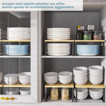 Carica l'immagine nel visualizzatore di Gallery, COVAODQ Set di 4 scaffali da cucina, organizer da cucina, per spezie, erbe, latta, in bambù e metallo, nero