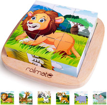 Carica l'immagine nel visualizzatore di Gallery, rolimate Puzzle di Legno, Lion Zebra Elefante Rinoceronte Tigre Giraffa, Giochi Legno Puzzle Regalo di Natale di Compleanno per 2 3 4+ Anni