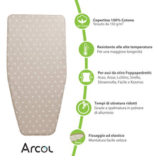 Carica l&#39;immagine nel visualizzatore di Gallery, ARCOL Copertina Ricambio ad Elastico Compatibile per ASSE da Stiro Foppapedretti, Made in Italy, Copertura Copriasse da Stiro 100% Cotone (Copertina, Beige)