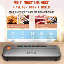 Carica l&#39;immagine nel visualizzatore di Gallery, DXstring Macchina Sottovuoto Alimenti, 5 in 1 Automatica Macchina Sottovuoto con 15 Sacchetti Sottovuoto Alimenti, Sigillatrice Sottovuoto per Alimenti Freschi sia Secchi Che Umidi, Vuoto Esterno