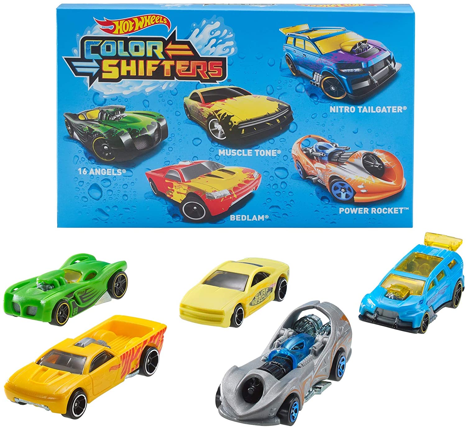 Hot Wheels Confezione da 5 Macchinine, Veicoli Cambia Colore con l'Acq –