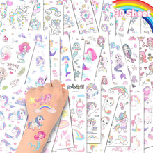 Carica l'immagine nel visualizzatore di Gallery, ACWOO Tatuaggi Temporanei per Bambini, Tatuaggi Finti per Ragazze Ragazzi, 20 Fogli Unicorno e 10 Fogli Sirena Tatuaggi Temporanei Set, Giocattoli Gadget per Ragazza Bambini Adulti Festa Compleann
