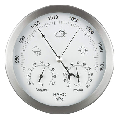 Gardenmate Stazione Meteo Analogica 3In1 Telaio in Acciaio Inox Ø 14 Silver