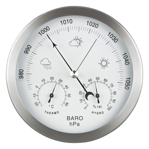 Gardenmate Stazione Meteo Analogica 3In1 Telaio in Acciaio Inox Ø 14 Silver