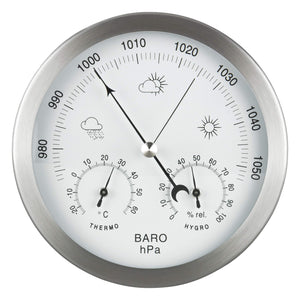 Gardenmate Stazione Meteo Analogica 3In1 Telaio in Acciaio Inox Ø 14 Silver