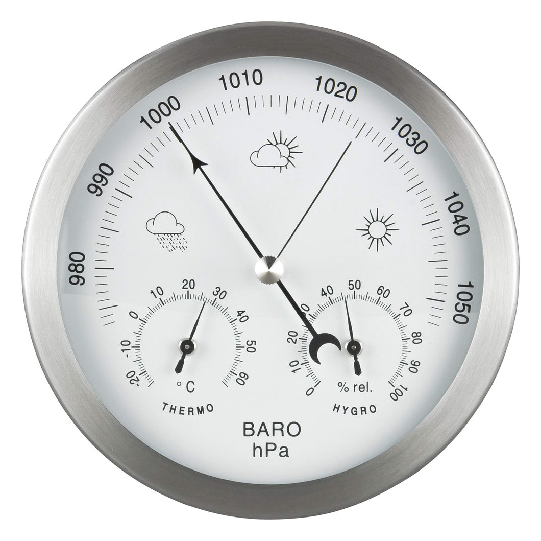 Gardenmate Stazione Meteo Analogica 3In1 Telaio in Acciaio Inox Ø 14 Silver